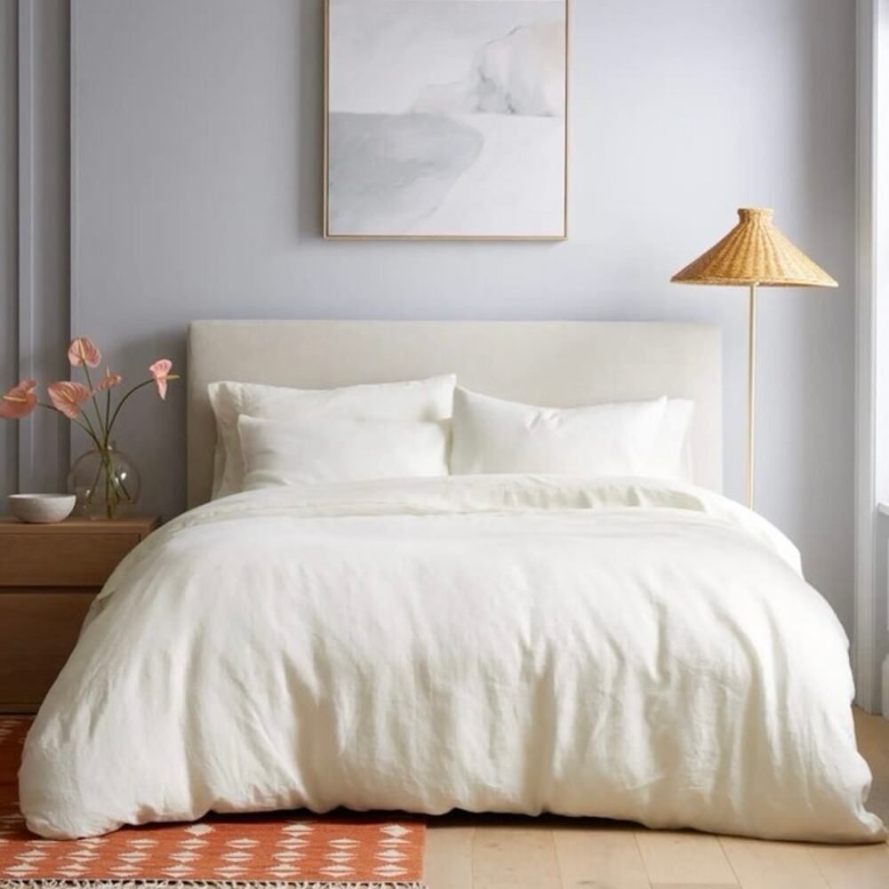 Quince European Linen Duvet Cover King California King Ivory
